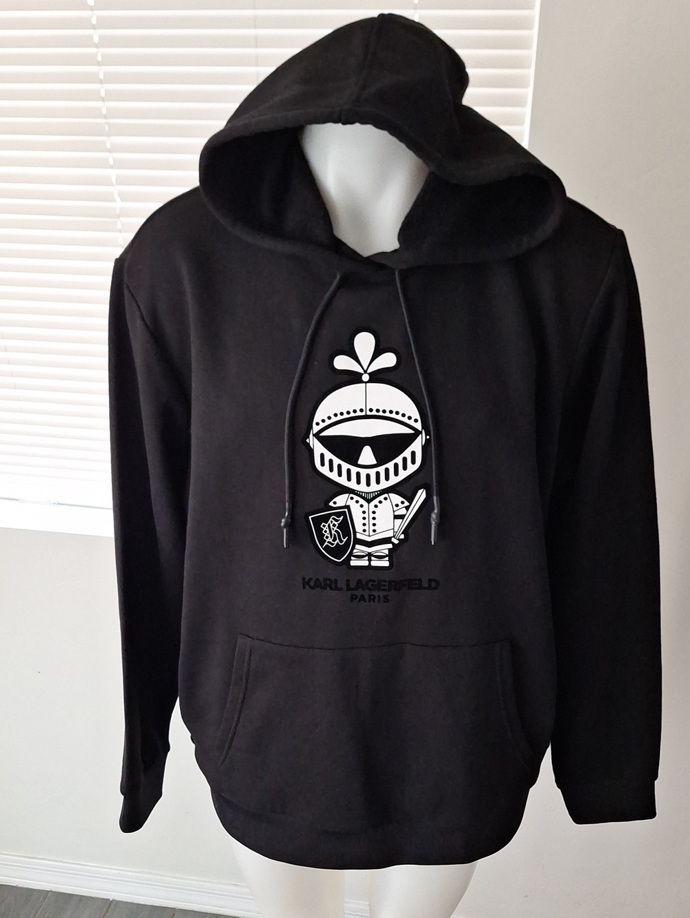 Karl Lagerfeld Black Hoodie with White Knight Motif